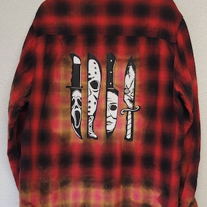 Distressed Flannel Shirt, Bleached Flannel, Womens Flannel, Halloween Flannel, Fall Flannel, Halloween Shirts, Custom Dyed,