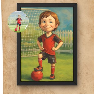 Retrato personalizado, retrato de fútbol, retrato de mascota personalizado, retrato de niño personalizado, retrato de gato personalizado, póster personalizado