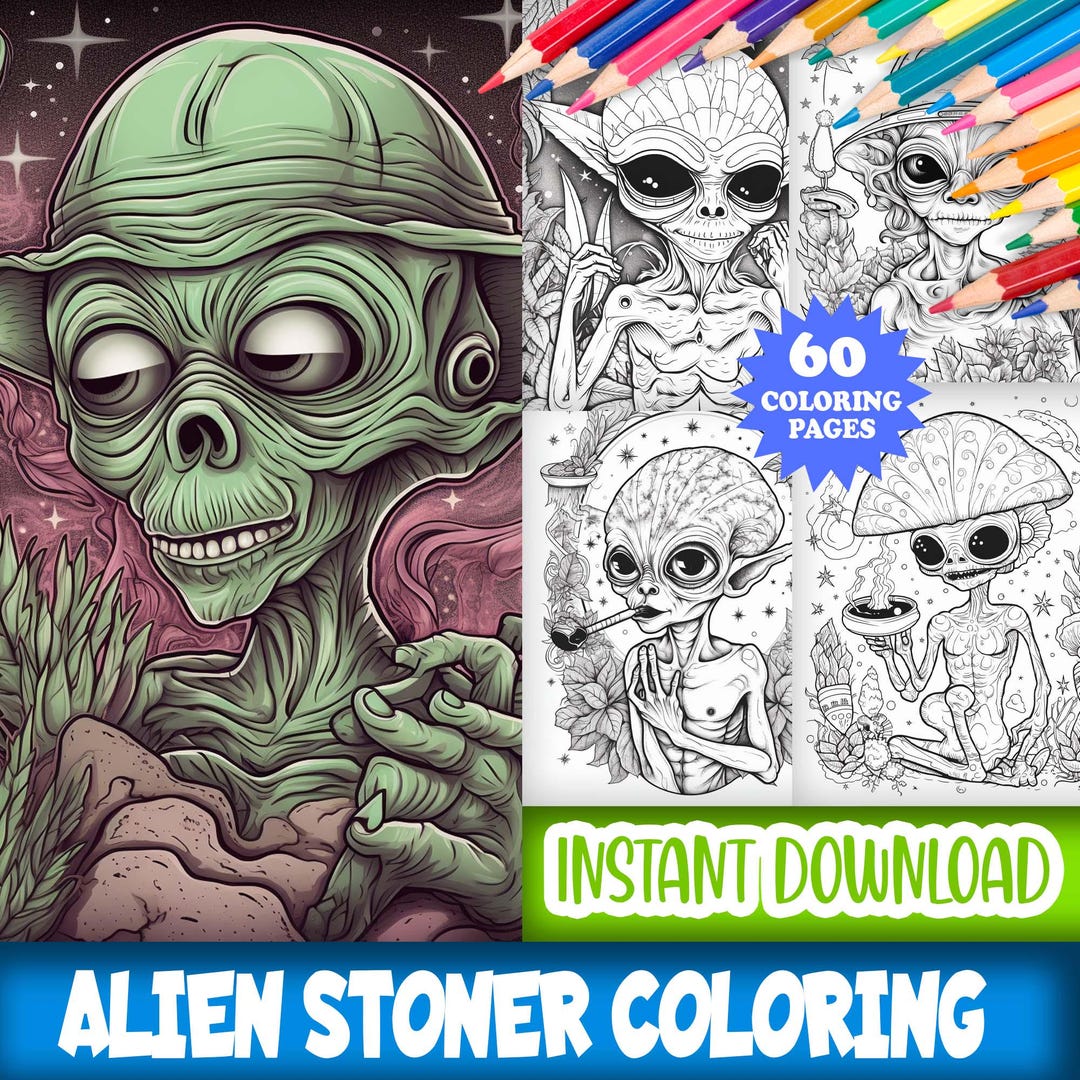 Alien Stoner Coloring Pages, Alien, Coloring Pages, Weed Coloring Pages ...