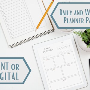 Planificador Imprimibles / Conjunto de Planificadores Diarios y Semanales / Planificador Semanal y Diario / Rastreador de Hábitos Imprimibles / Páginas del Planificador