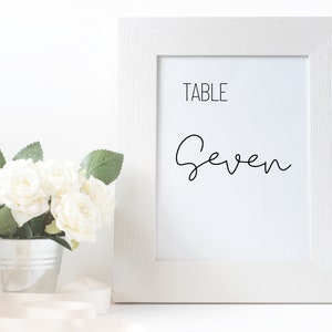 Printable Script Table Numbers, Casual Script Numbers, Wedding Table Numbers, Digital Download Table Numbers