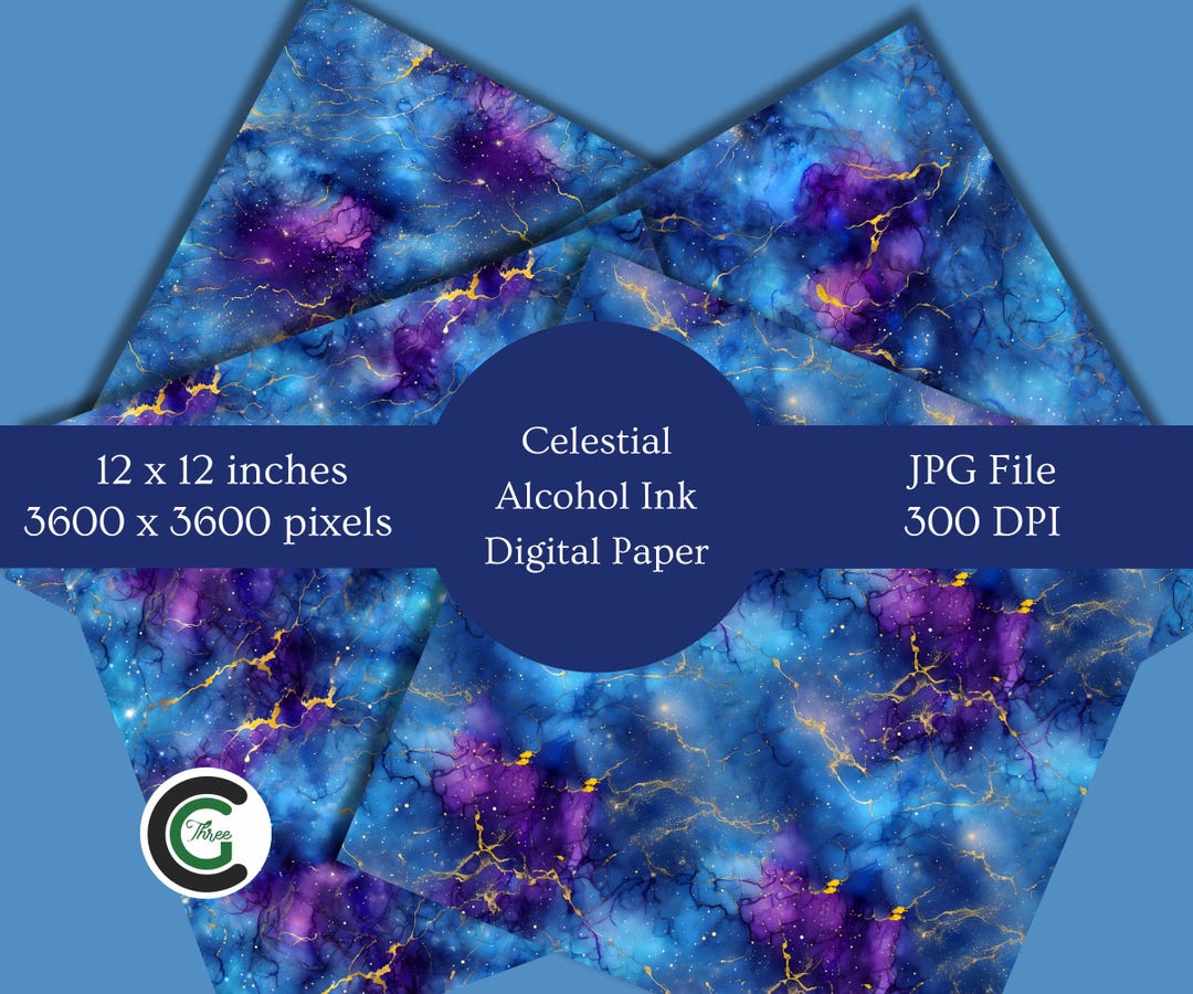 Printable Celestial Alcohol Ink Digital Paper Colorful Abstract ...