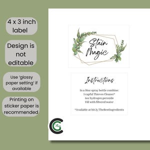 Printable Stain Magic Label Cleaning Supply Label Modern Minimalist ...