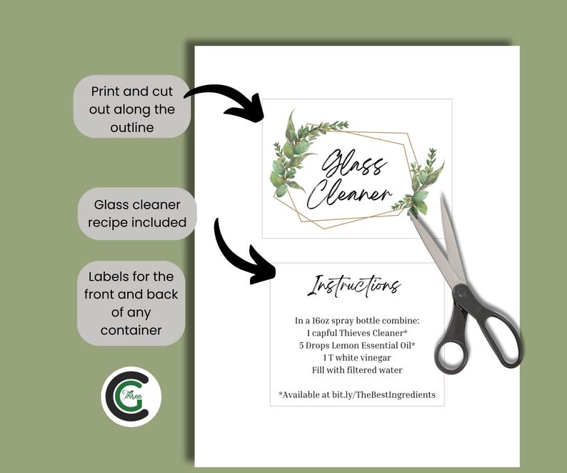 Printable Glass Cleaner Label: Modern Minimalist Design (PDF Download ...