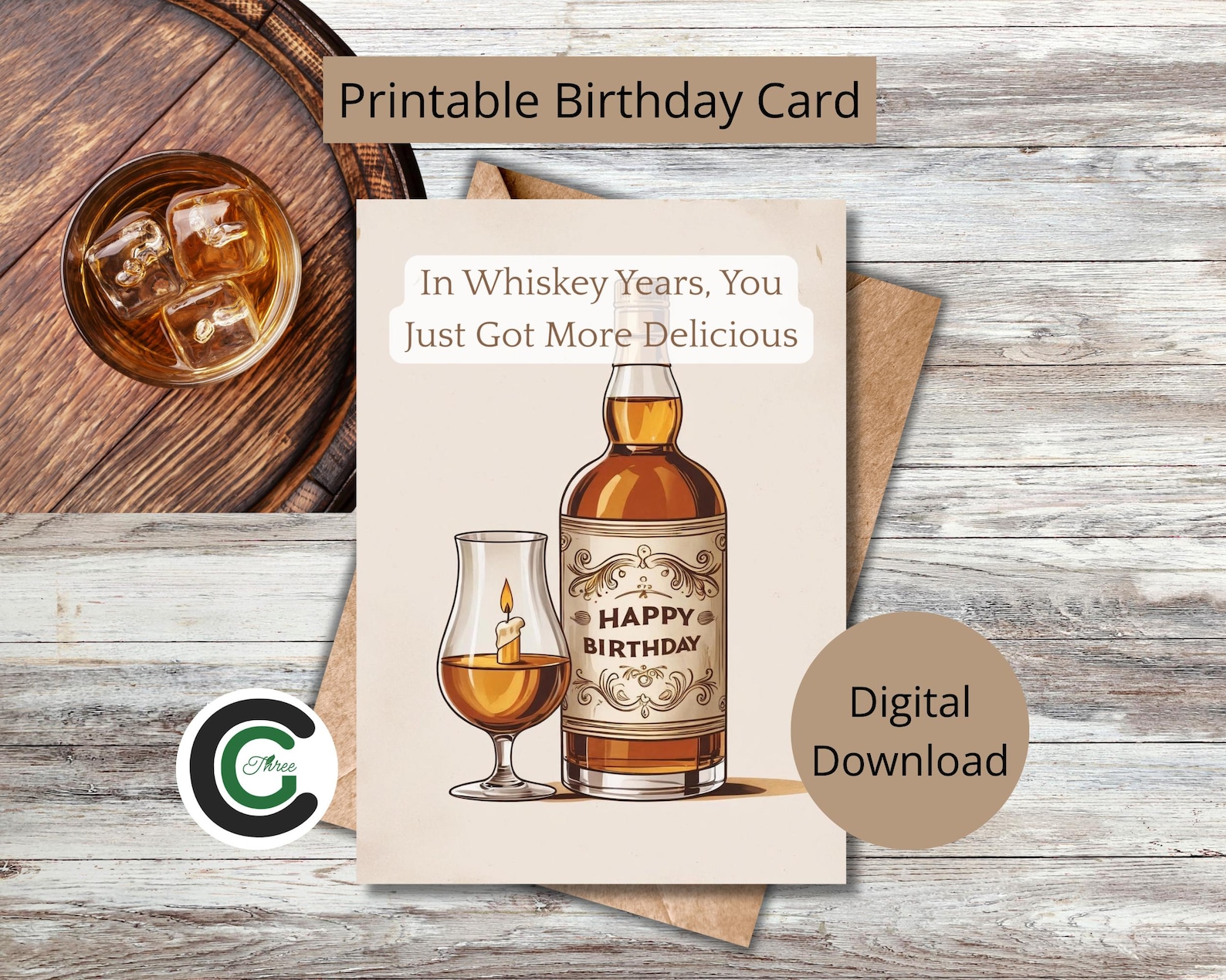 Funny Whiskey Birthday Card Printable Whiskey Lovers Digital Download ...