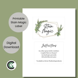 Printable Stain Magic Label Cleaning Supply Label Modern Minimalist ...