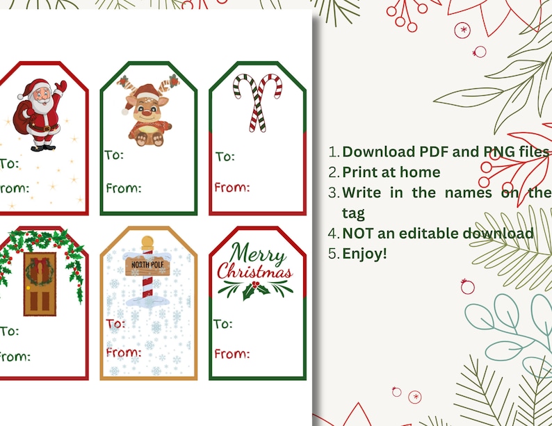 Printable Christmas Gift Tags - Etsy