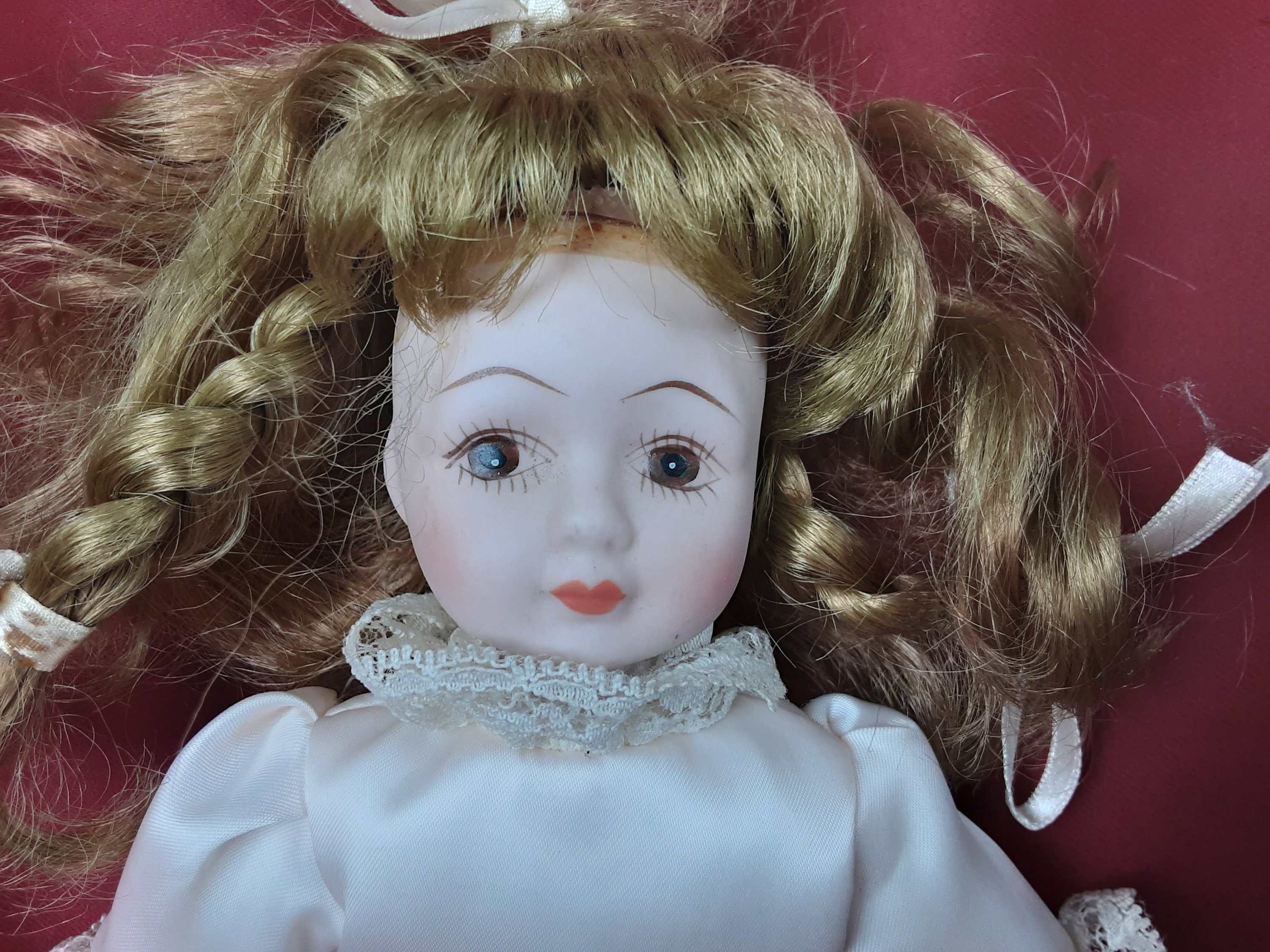 Antique Porcelain Bisque Doll Made in Japan Blue Eyes Soft Body