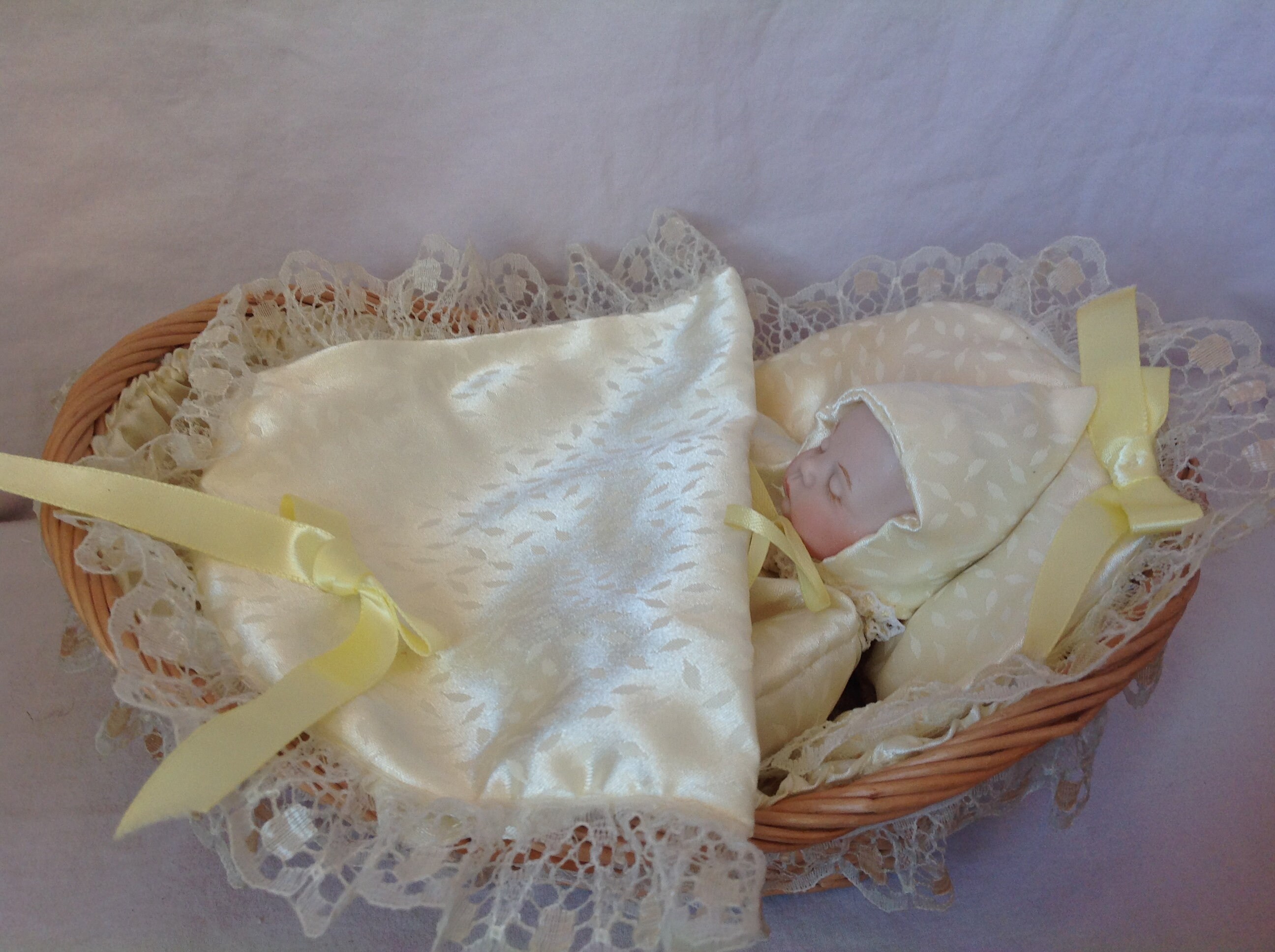 Sugar Lump Vintage Miniature Porcelain Baby Doll in Basket Etsy