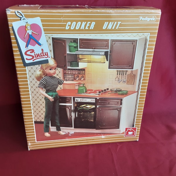 Sindy 1980's Pedigree Cooker Unit Boxed with Instructions Complete Set 44482 Working Lights Collectable Toy Memorabilia