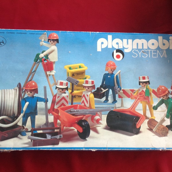 Rare Boxed Playmobil 1974 Set 3400 Construction Collectable Vintage Lyra 7 Many Original Pieces Clicky Construction HTF