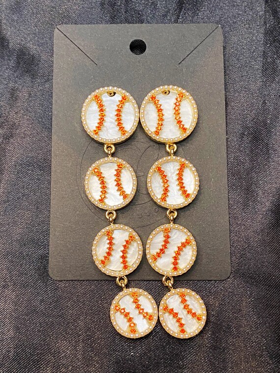 Eftermæle mode Med vilje Game Day Crystal Baseball Earrings Rhinestone Pearl Baseballs - Etsy