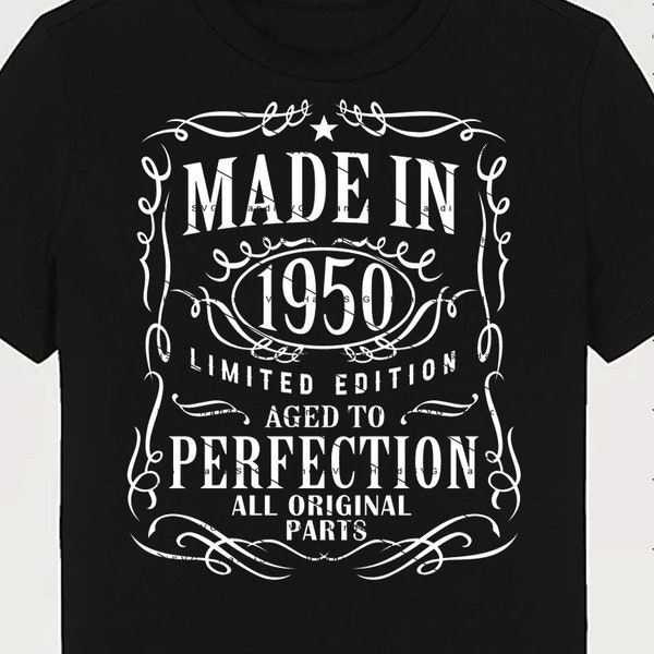 1950 Birthday SVG PNG 1950 Birthday Vintage 1950 Aged to Perfection Year 1950 Cut File Age Design Download