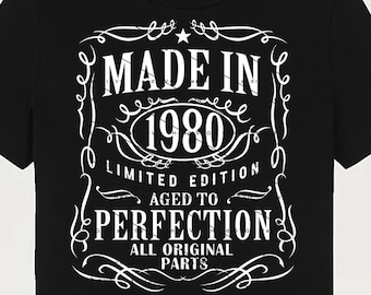 1980 Birthday SVG PNG 1980 Birthday Vintage 1980 Aged to Perfection Year 1980 Cut File Age 1980 Design Download