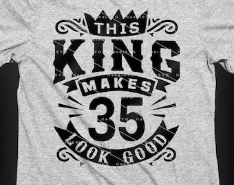 Este Rei Faz 35 Parecer Bom SVG 35 Anos 35º Aniversário PNG Vintage 35 Homens Ano 35 Presente de Aniversário 35º Aniversário Corte Arquivo Download