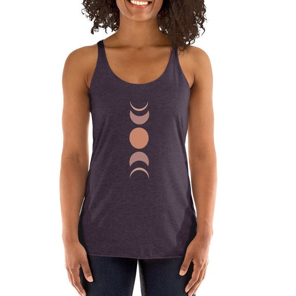 Moon Phase Tank Top Women's Racerback Tank Cute Summer Tank Top  Grey Boho Tank Top  Terra Cotta Clay Moon Phase Tank Women's Tank Top