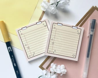 Cute Notes 3x3 Small Sticky Note Kawaii Aesthetic Handmade Stationery Notepad Back to School Office Organization Gift Bullet Journal Bujo