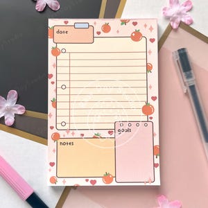 Söt orange frukt daglig anteckningsblock 4x6 litet anteckningsblock kawaii estetiskt handgjort brevpapper anteckningsblock tillbaka till skolan organisation kontor presentanteckningar