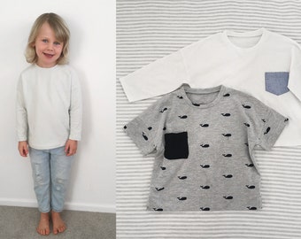 Riley Tee PDF Sewing Pattern - sizes 0-3m - 8yr | short & long sleeve, baby tee, toddler tee, unisex, gender neutral