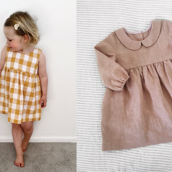 Patron de couture PDF de la robe Amy - tailles 6-9 m - 8 ans | robe pour bébé et tout-petit, robe de soirée, robe à col claudine