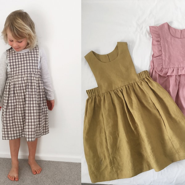 Lily Pinafore PDF-Schnittmuster – Größen 6–9 Monate – 8 Jahre | Winterschürze, Sommerkleid für Babys, Kleinkinder und Mädchen