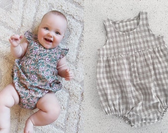 Lottie Romper - PDF sewing pattern | sleeveless baby & toddler romper suit, summer romper, infant onsie, bubble romper