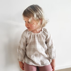 Molde de costura PDF para vestido e blusa Ava - tamanhos 3-6 m - 8 anos | blusa e vestido para bebê, criança pequena e menina, estilo camponesa, mangas compridas