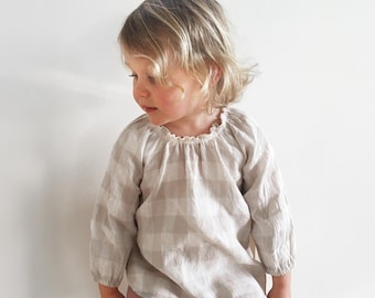 Patrón de costura en PDF para vestido y top Ava - tallas 3-6 m - 8 años / blusa y vestido para bebé, niña y niño pequeño, estilo campesino, manga larga