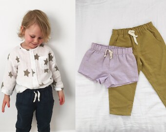 Arlo Pant & Short PDF Sewing Pattern - sizes 6-9m - 8yr | baby, toddler, child's trouser and shorts
