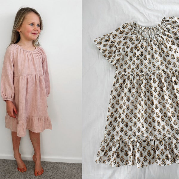 Lizzie Dress - PDF sewing pattern sizes 6-9m -8yr | short & long sleeve