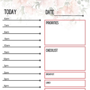 Floral Planner Sheets
