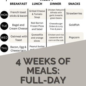 4-week family menu