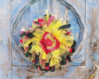 all season farmhouse style rag door wreath