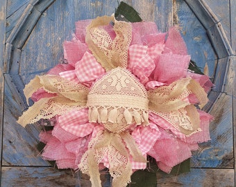 all season farmhouse style rag door wreath