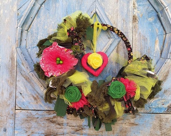 all season farmhouse style rag door wreath