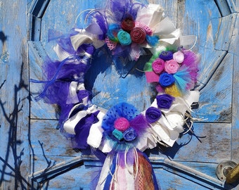 all season farmhouse style rag door wreath