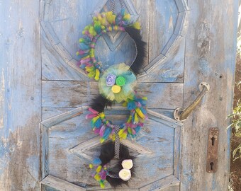 all season farmhouse style rag door wreath