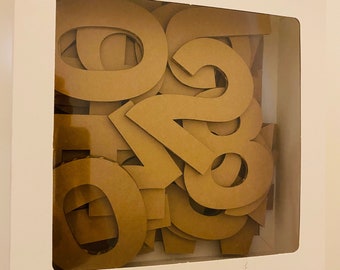 Thin cardboard letters and numbers. DIY letters and numbers. Different sizes. For multiple purposes.