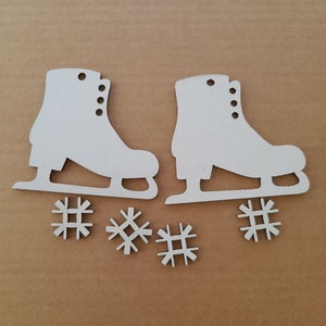 Christmas skates. Set of 4. Christmas tree and home decoration, laser cut cardboard, party decor, holiday decor, winter decor, party supply image 8