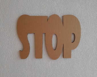 STOP - découpe en carton, décoration murale, décoration intérieure, art mural, décorations de fête, différentes tailles. Pour les projets de bricolage.