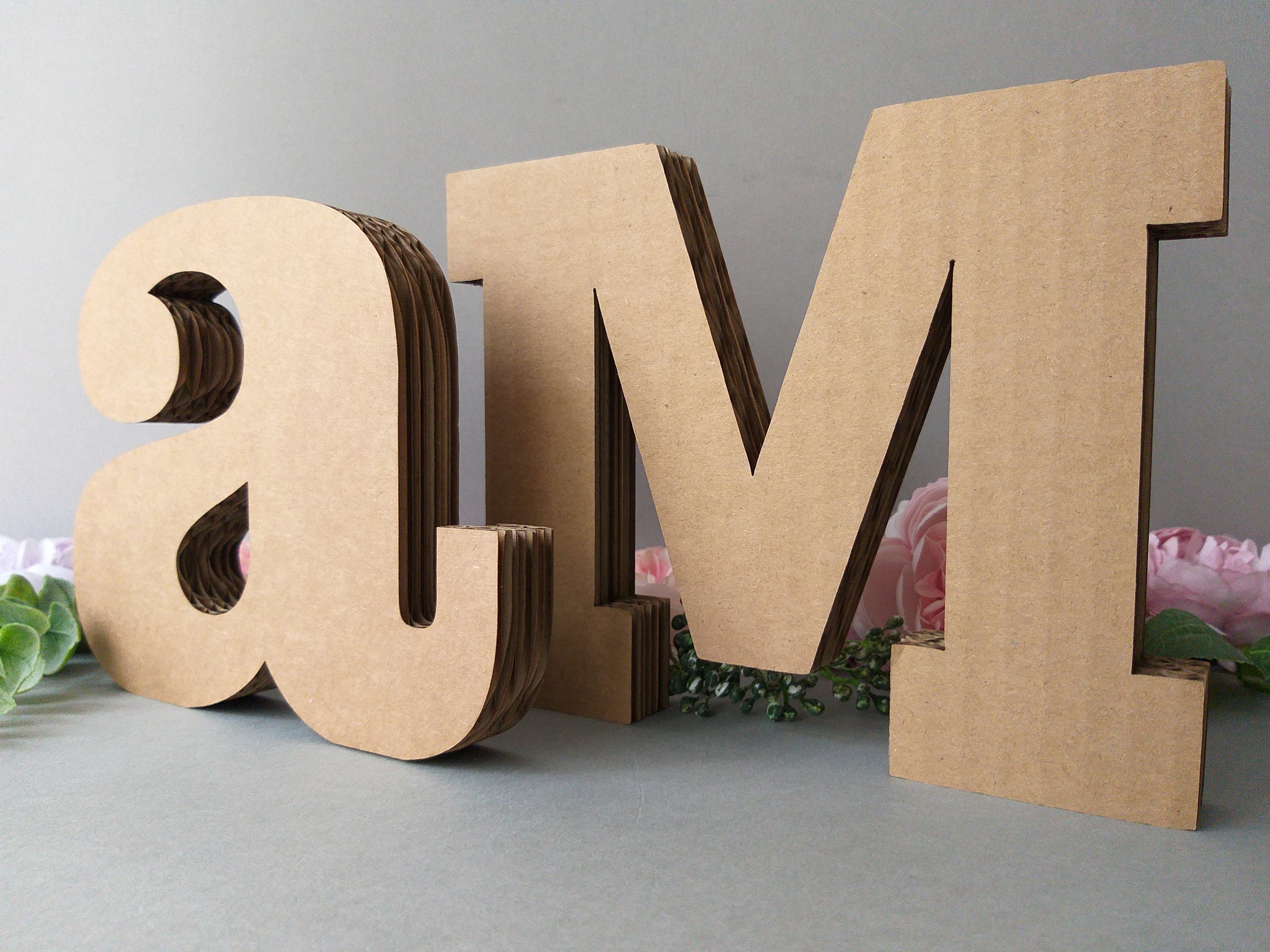 Open Cardboard Letters and Numbers