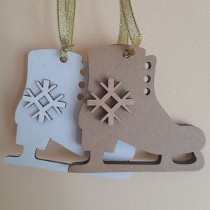 Christmas skates. Set of 4. Christmas tree and home decoration, laser cut cardboard, party decor, holiday decor, winter decor, party supply image 4