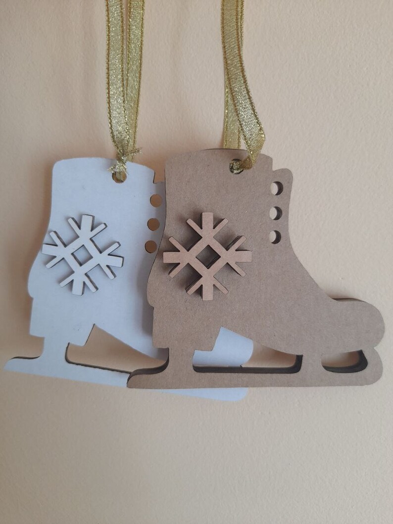 Christmas skates. Set of 4. Christmas tree and home decoration, laser cut cardboard, party decor, holiday decor, winter decor, party supply image 4