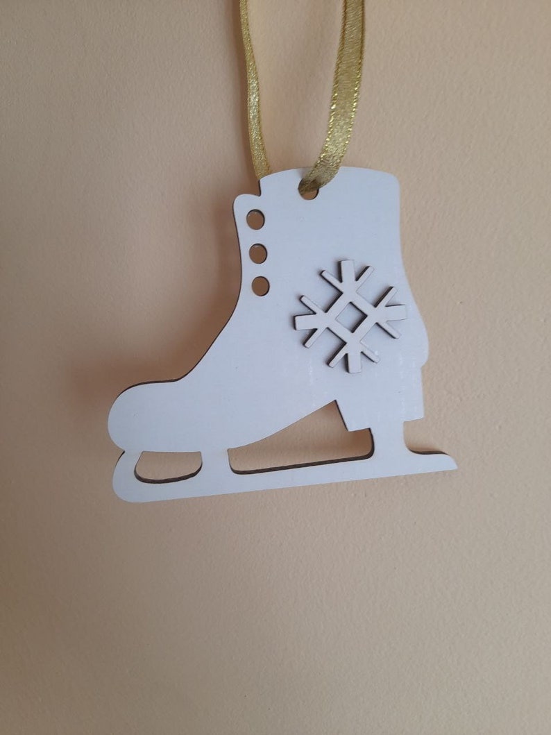 Christmas skates. Set of 4. Christmas tree and home decoration, laser cut cardboard, party decor, holiday decor, winter decor, party supply image 5