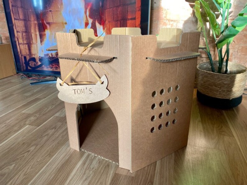 Cardboard Cat's House Hexagon. Modern style. For bigger cats. Personalized cat's house. Pet house. Cardboard furniture. image 1