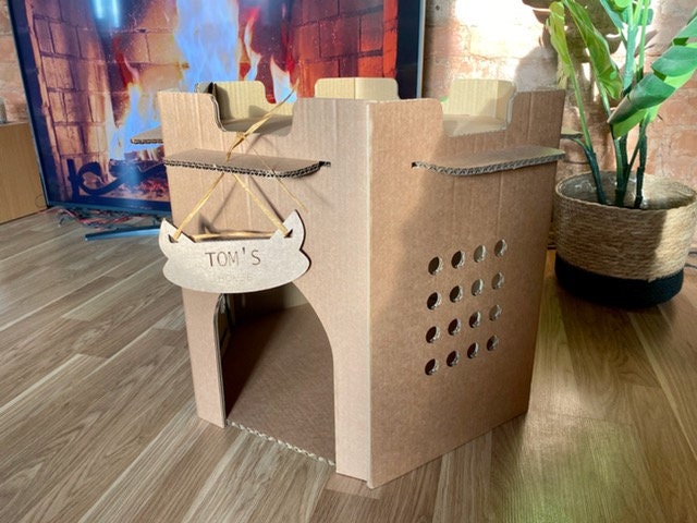 Cardboard Cat's House Hexagon. Modern style. For bigger cats. Personalized cat's house. Pet house. Cardboard furniture.