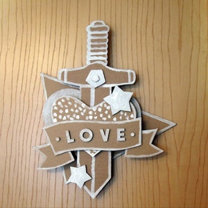 Decoración de pared de cartón - "Amor", decoración del hogar, decoración de fiestas, arte de pared, suministro de fiesta, para proyectos de bricolaje.