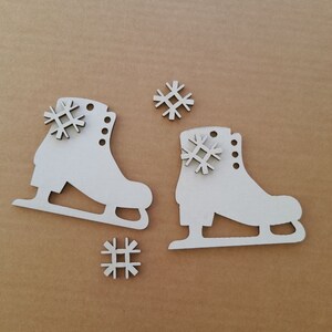 Christmas skates. Set of 4. Christmas tree and home decoration, laser cut cardboard, party decor, holiday decor, winter decor, party supply image 1