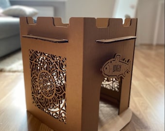 Cardboard Cat’s House Mandala, cat playhouse, bunny house, cat furniture, modern cat bed, cat house indoor. Personalization.