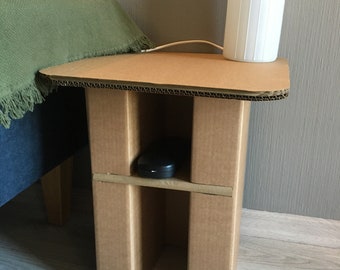 Cardboard Bedside Table. For camps, summer houses, temporary furniture. Ecofriendly, lightweight, comfortable. Easy to use.